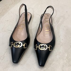 Gucci 36.5 Zumi Leather Slingbacks